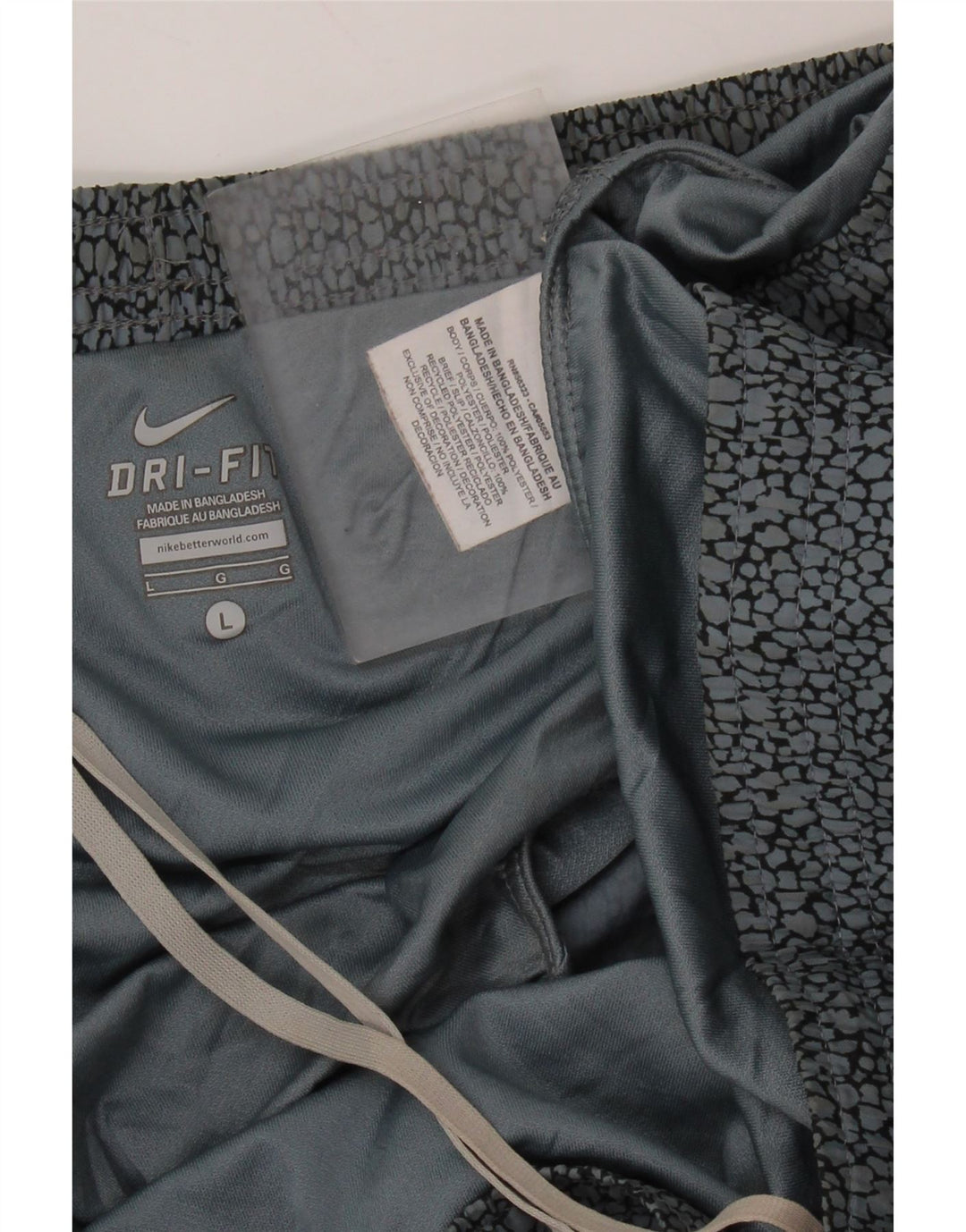 Pantaloncini sportivi NIKE da donna Dri Fit UK 16 grande poliestere grigio con stampa animalier