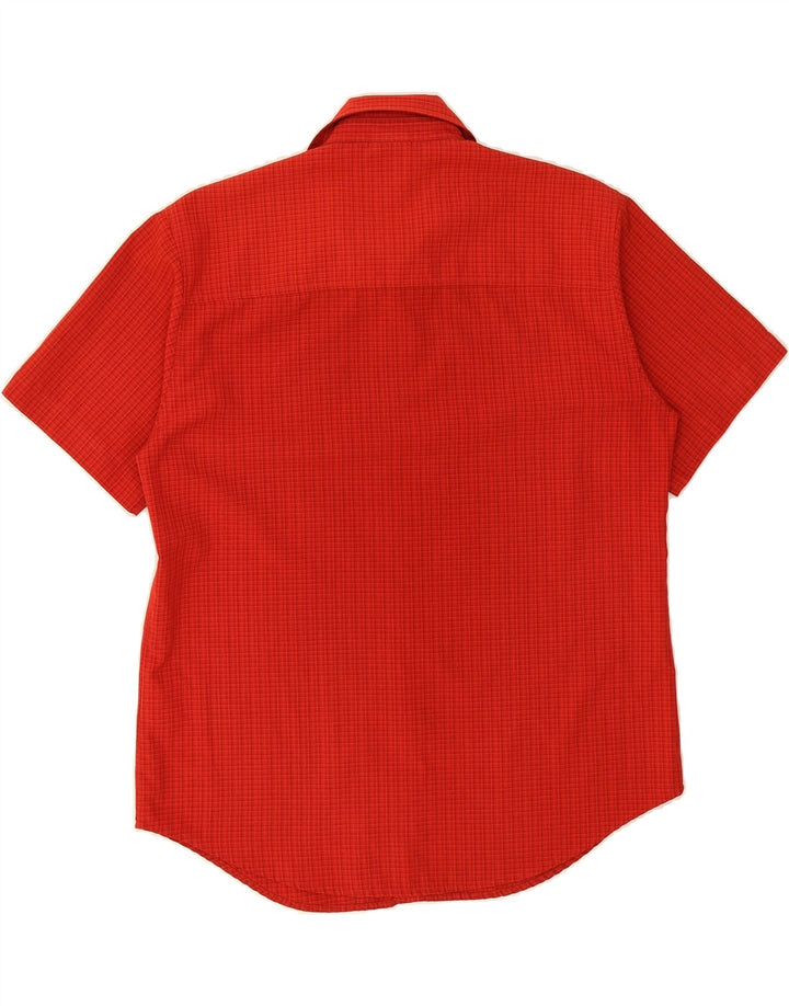 JACK WOLFSKIN Mens Short Sleeve Shirt UK 36/38 Medium Red Check Polyester Vintage Jack Wolfskin and Second-Hand Jack Wolfskin from Messina Hembry 