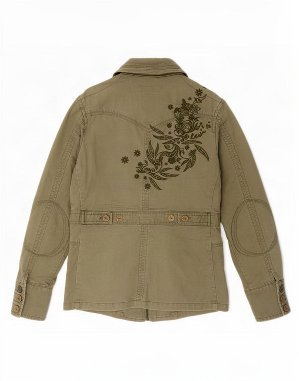 Levi's Womens Hooded Utility Jacket UK 10 Small Khaki Cotton