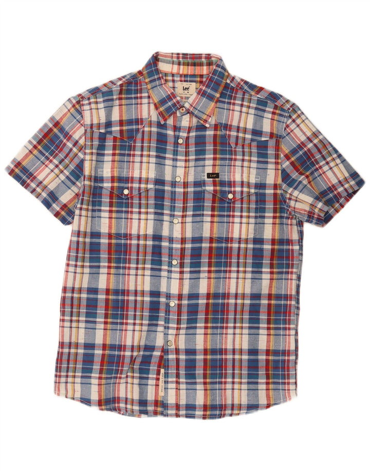 Camicia Lee da uomo slim fit a maniche corte in cotone a quadri multicolore medio