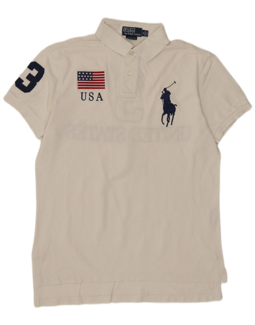 Polo Ralph Lauren da uomo con vestibilità grafica personalizzata Polo in cotone bianco medio