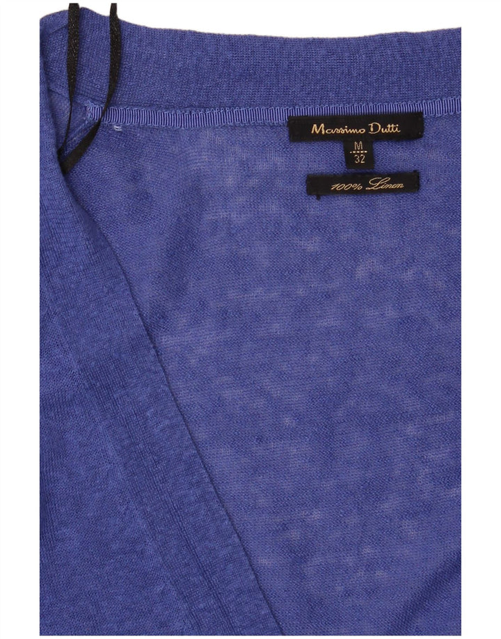 Maglione cardigan da donna Massimo Dutti UK 12 Lino blu medio