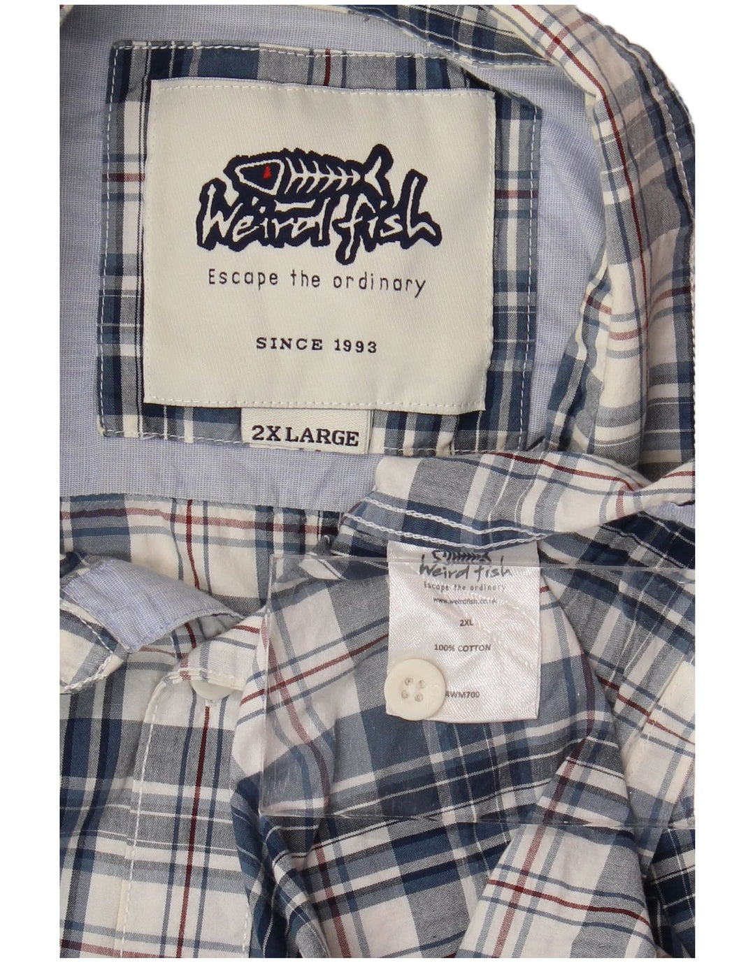 WEIRD FISH Camicia a maniche corte da uomo 2XL Cotone a quadri blu