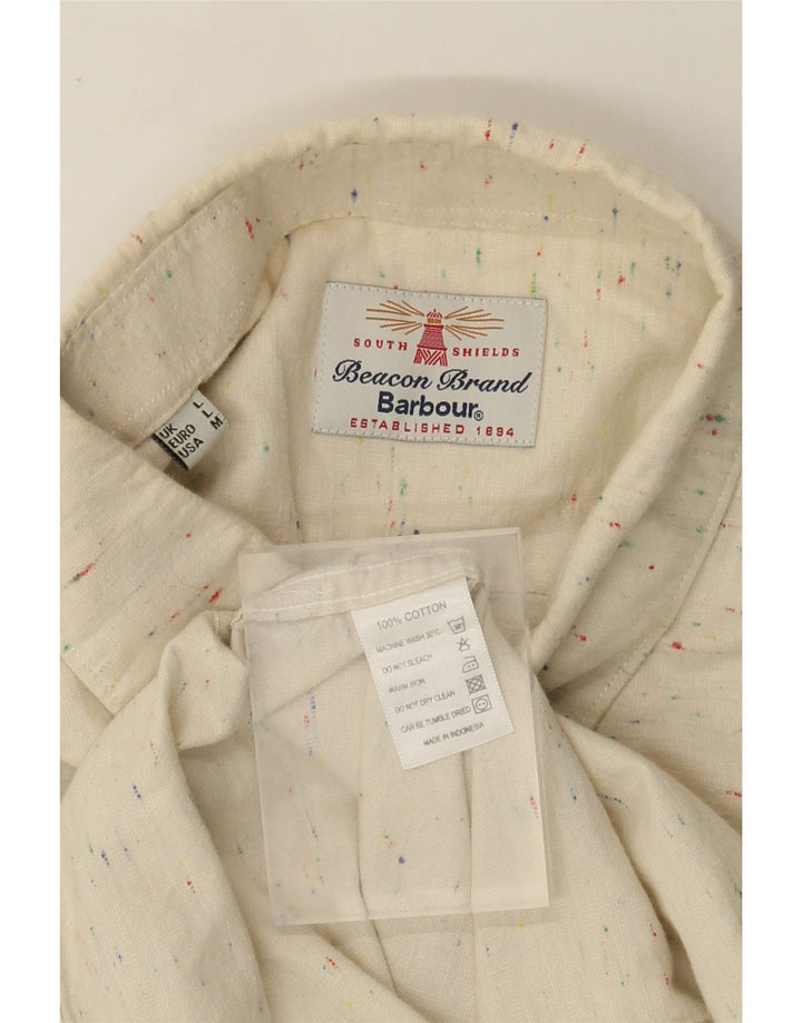 Camicia da uomo Barbour grande in cotone screziato beige