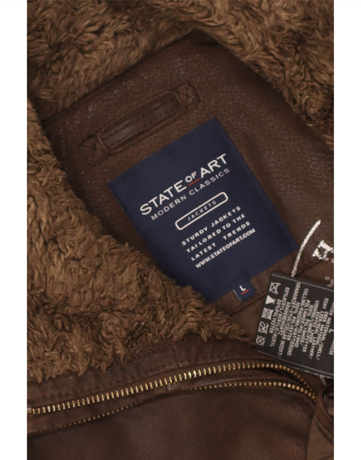 Giacca in pelle da uomo State of Art UK 40 Large Marrone