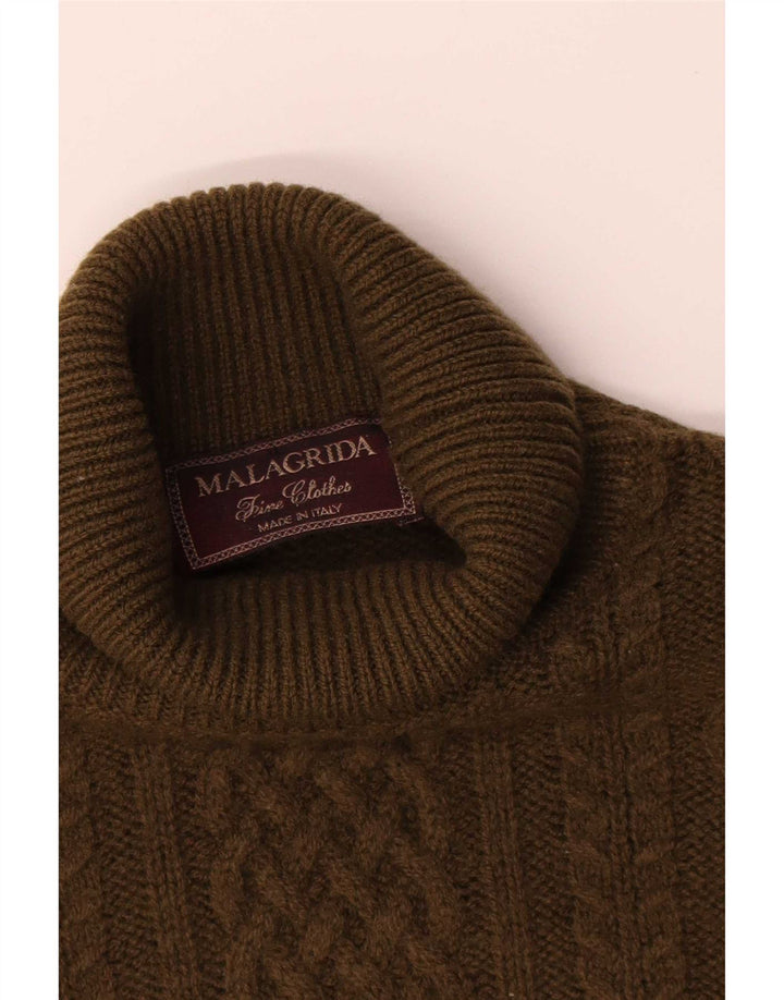 Malagrida Maglione da uomo con collo alto e maglione XL Cachi