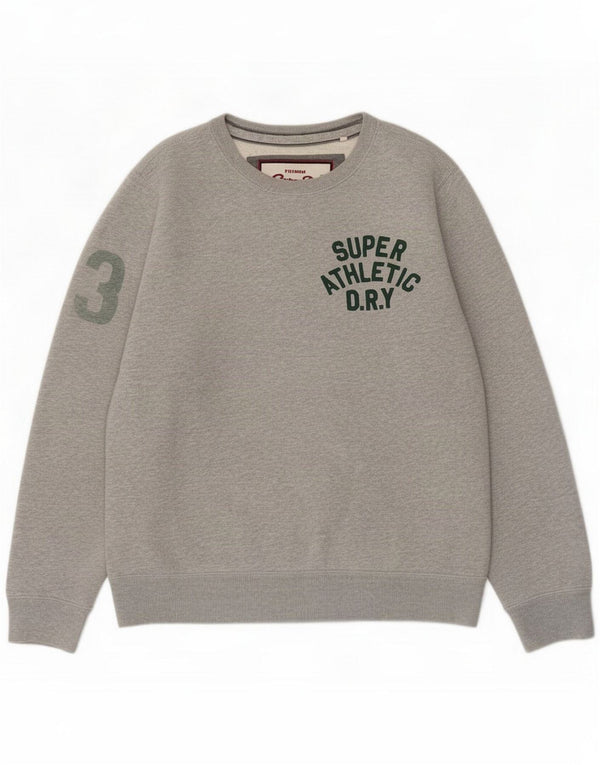 Superdry Felpa con grafica da uomo Maglione grande cotone chiazzato grigio