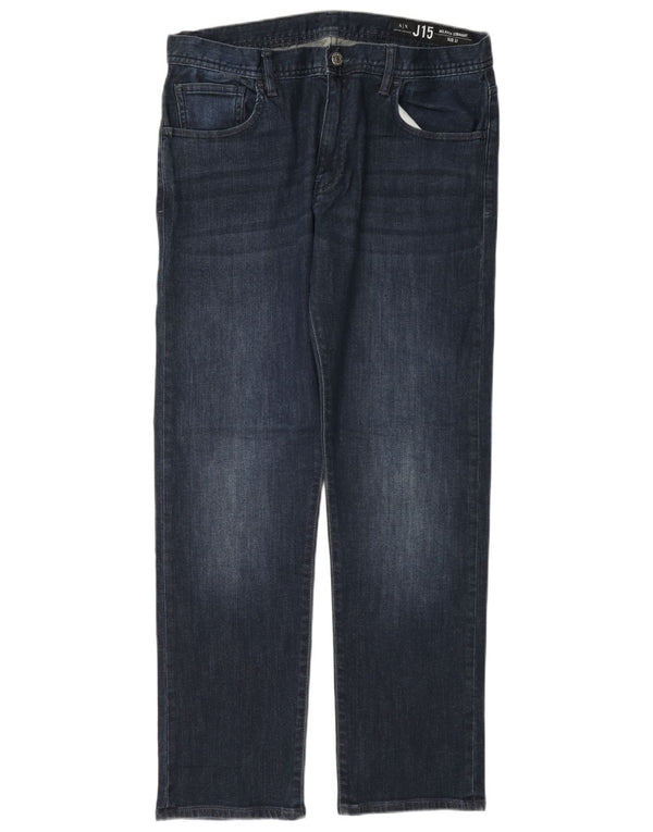 Jeans dritti da uomo Armani vestibilità rilassata W32 L30 cotone blu navy