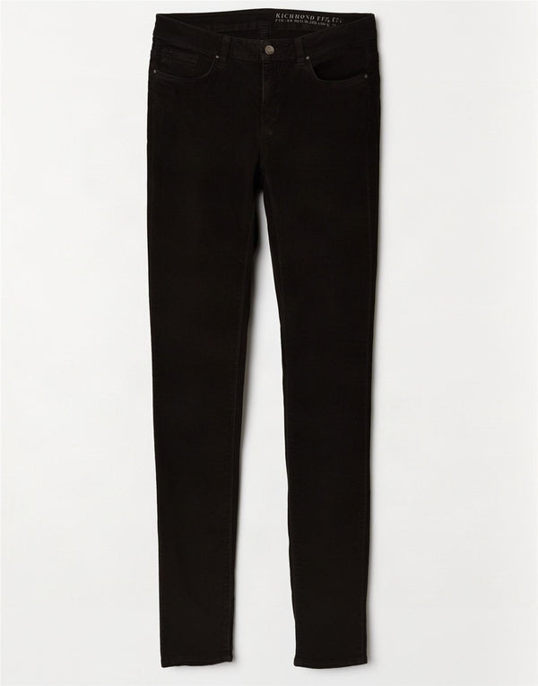 Pantaloni skinny da donna in velluto a coste con vestibilità Richmond Jigsaw W26 L32 cotone nero