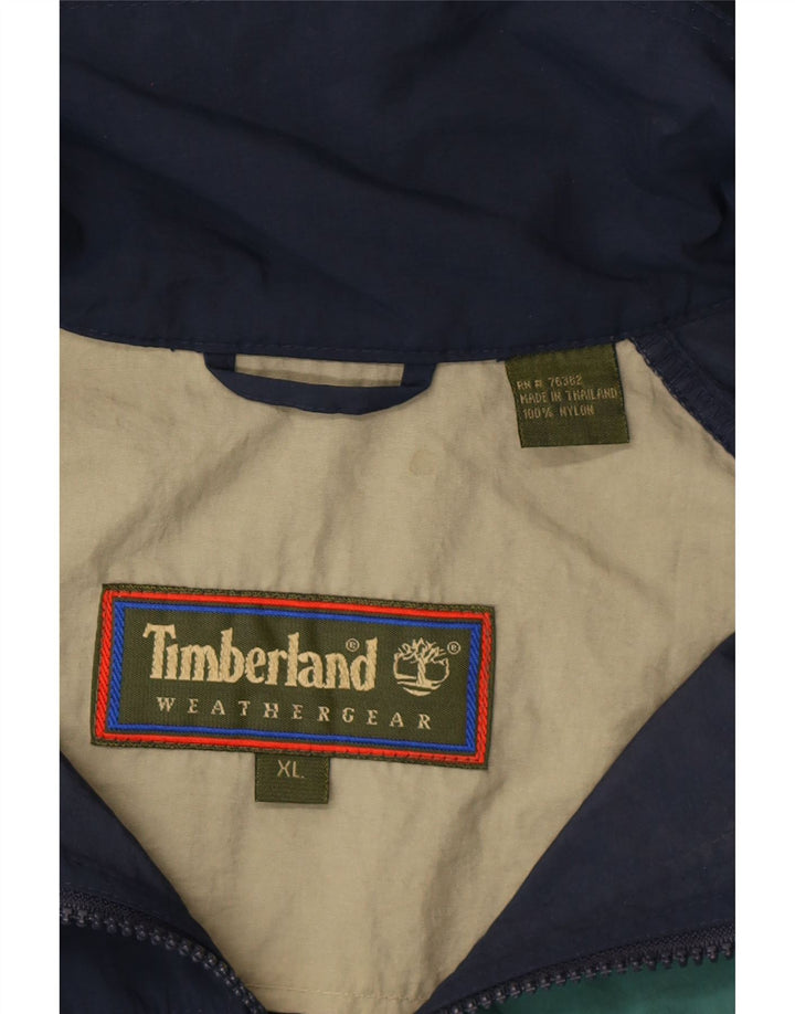 Giacca antipioggia da uomo con cappuccio TIMBERLAND UK 42 XL nylon blu navy