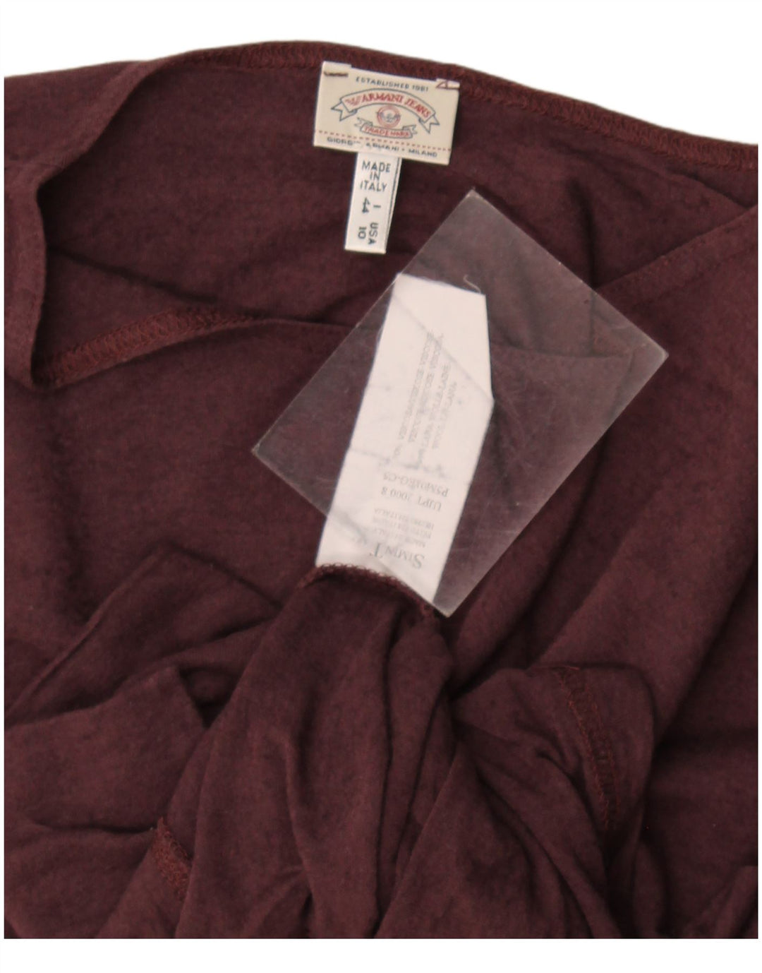 Armani Jeans Donna Crop Top Manica Lunga IT 44 Viscosa Bordeaux Medio