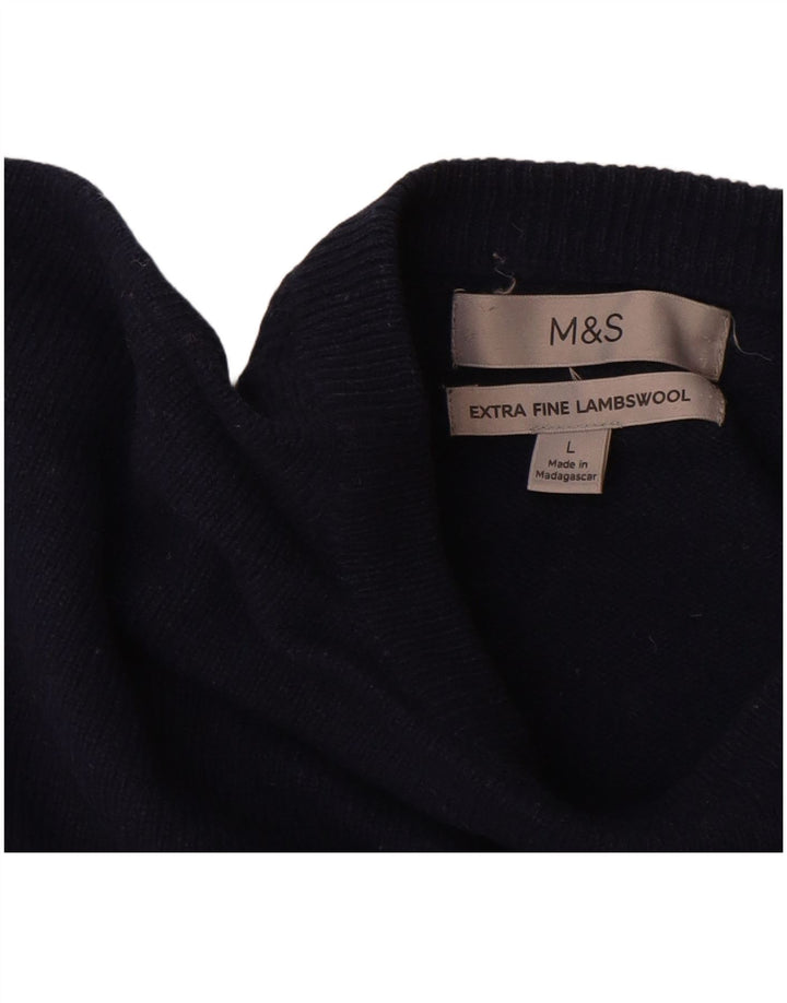 Marks & Spencer Maglione da uomo con scollo a barca grande in lana blu navy