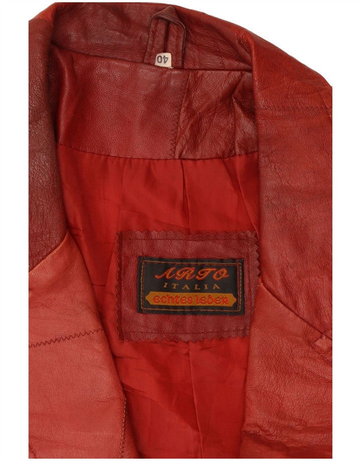Giacca in pelle da donna con maniche a 3/4 VINTAGE EU 40 Pelle rossa media