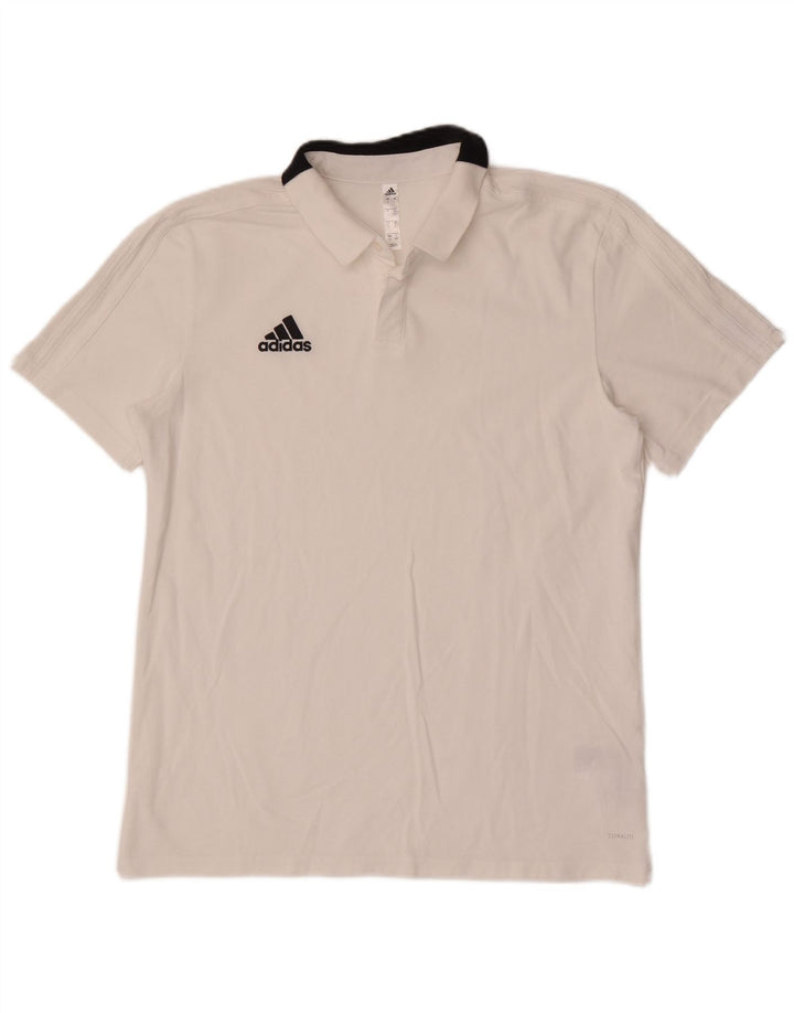 Polo Adidas da uomo grande in cotone bianco