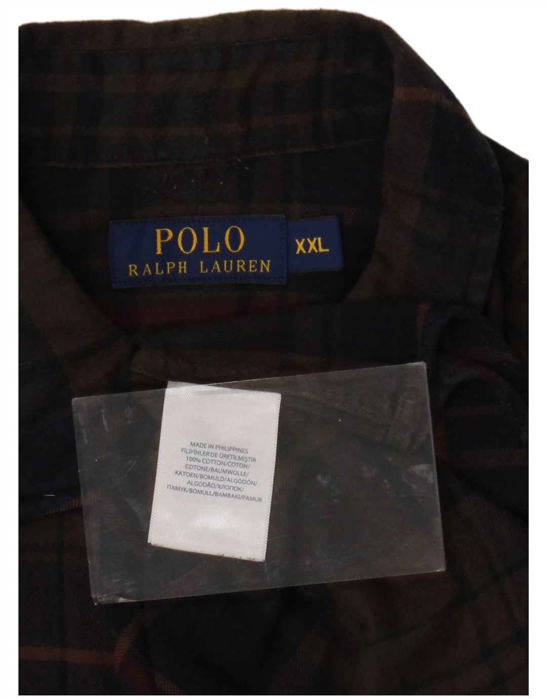POLO RALPH LAUREN Camicia in flanella da uomo 2XL Cotone a quadri marrone