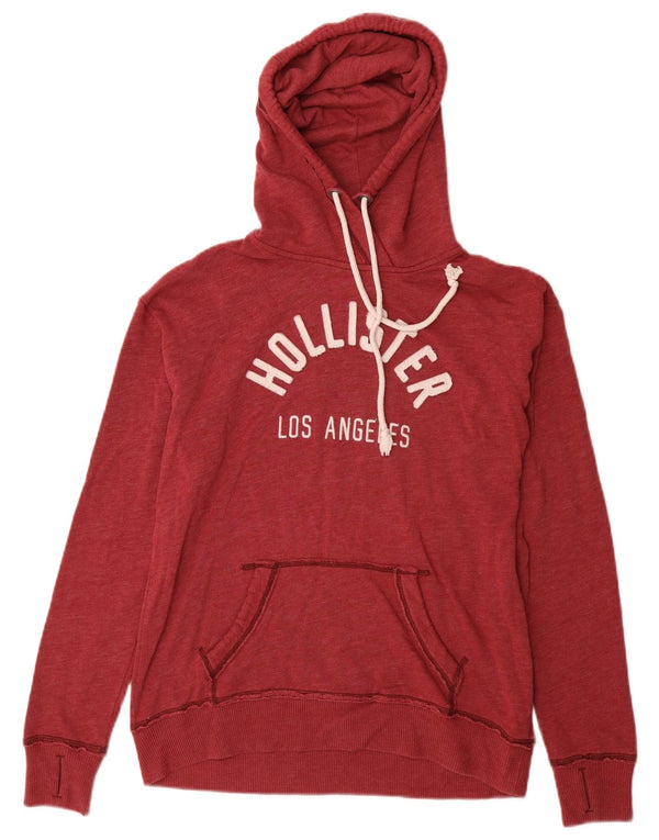 Felpa con cappuccio grafica Hollister da donna UK 10 Small Rosso Cotone