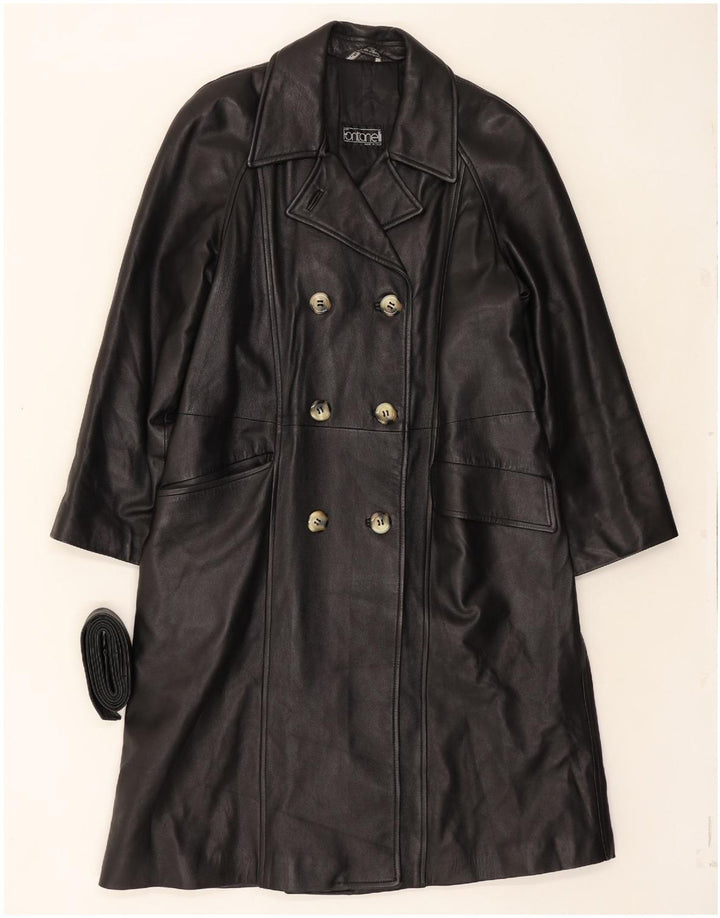 FONTANELLI Womens Leather Coat IT 44 Medium Black Leather Vintage Fontanelli and Second-Hand Fontanelli from Messina Hembry 