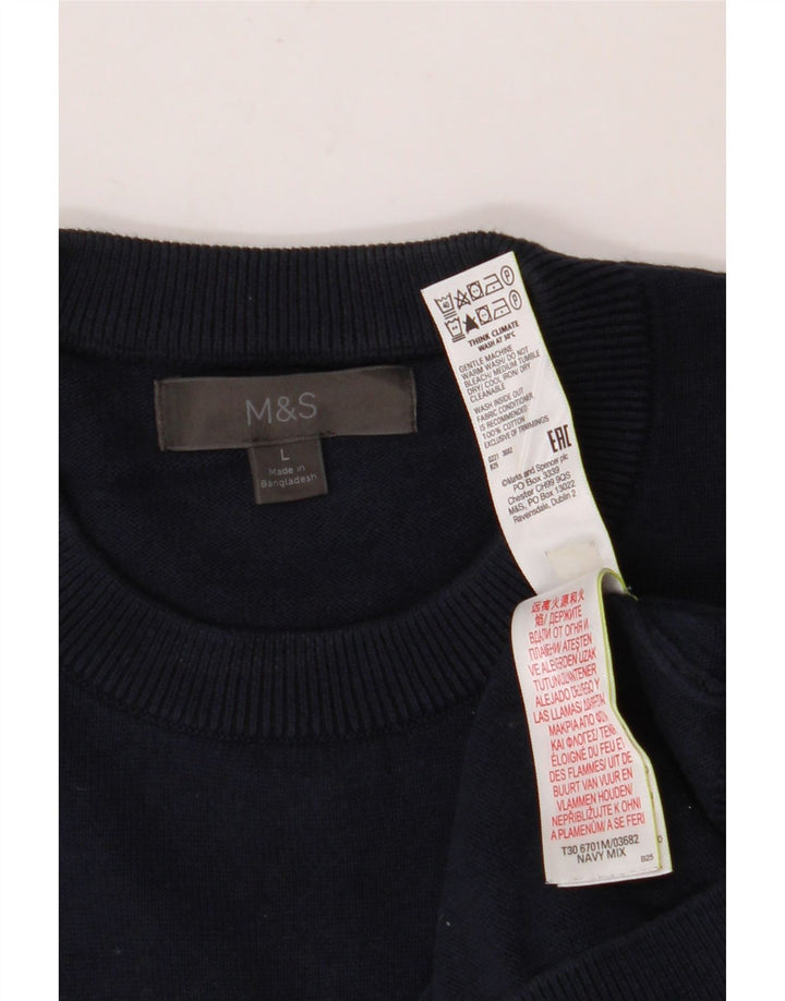 MARKS & SPENCER Maglione da uomo girocollo con grafica grande blu navy