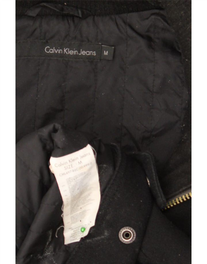 CALVIN KLEIN JEANS Giubbotto bomber con cappuccio da uomo UK 38 Lana nera media