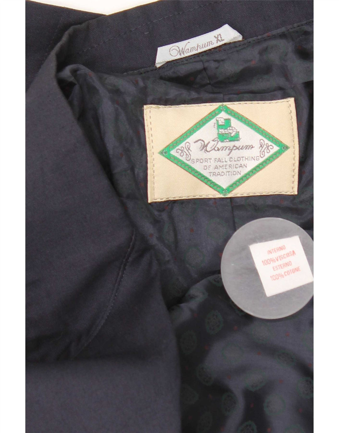 Giacca blazer da uomo a 2 bottoni Wampum XL in cotone blu navy