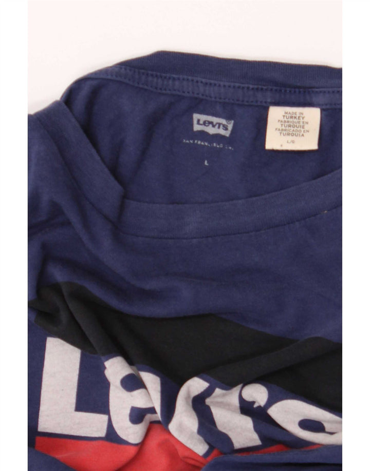 T-shirt grafica da donna Levi's Top UK 16 Large Blu Navy