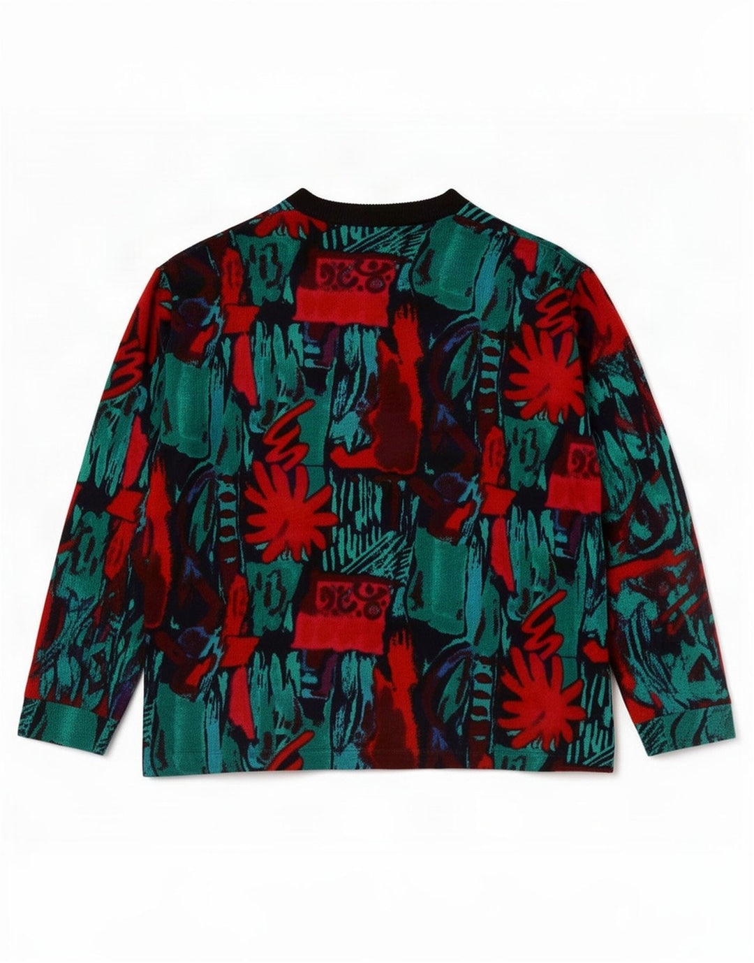 Maglione cardigan con motivo astratto da donna vintage UK 16 grande multicolore