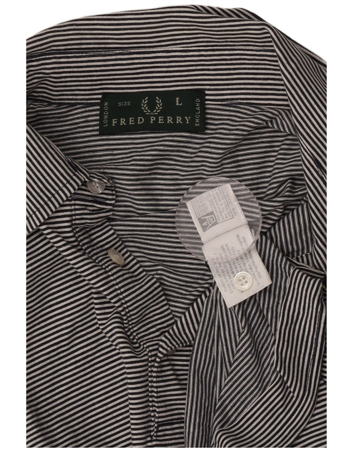Polo da uomo Fred Perry grande in cotone a righe blu navy