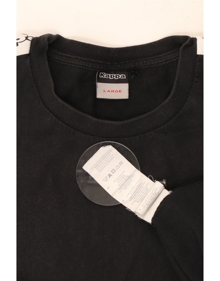 T-shirt grafica da uomo Kappa Top grande in cotone nero