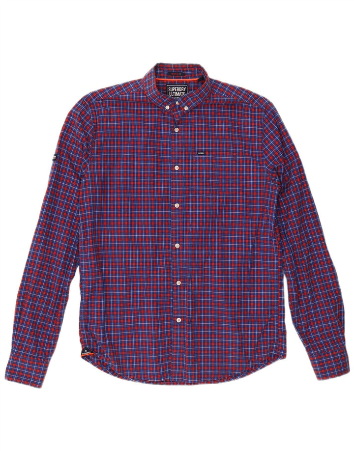 Camicia da uomo SUPERDRY in cotone a quadri blu medio