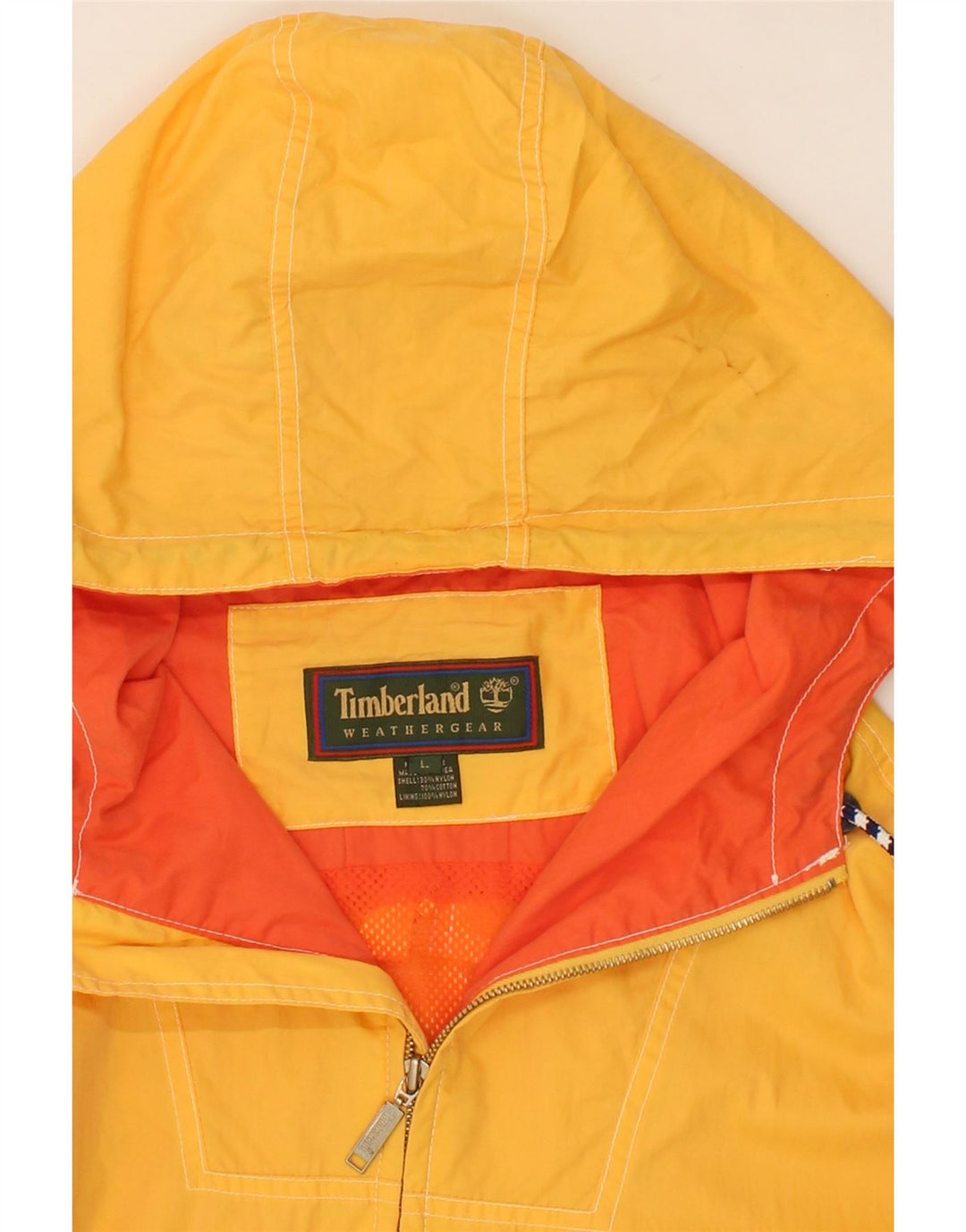 Giacca antipioggia con cappuccio da uomo TIMBERLAND UK 40 Large in nylon giallo