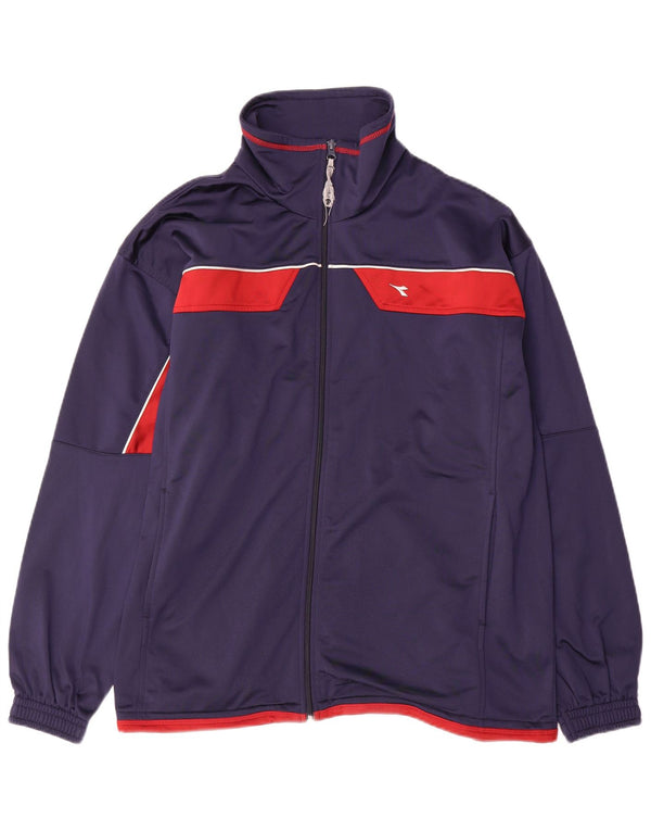 Giacca da tuta da uomo Diadora Large in poliestere color block blu navy
