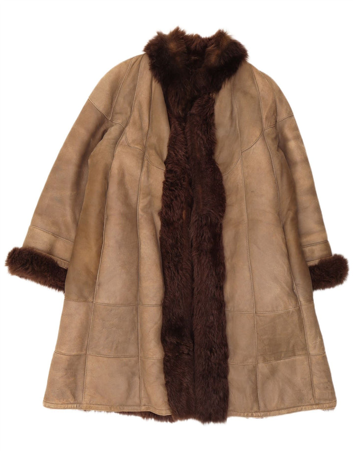 Cappotto in shearling aperto da donna Christia UK 14 Beige medio