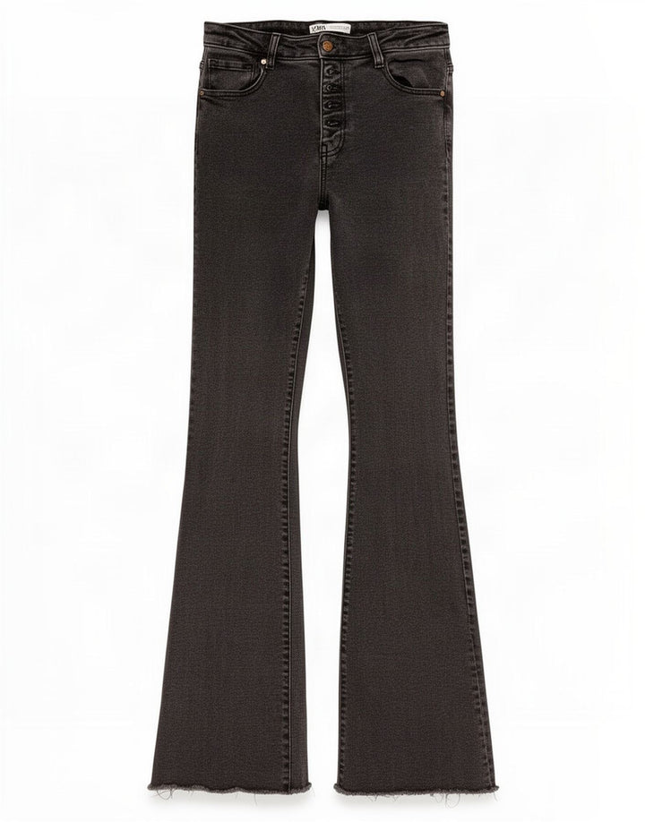 Jeans svasati da donna Zara EU 40 medio W30 L34 cotone nero