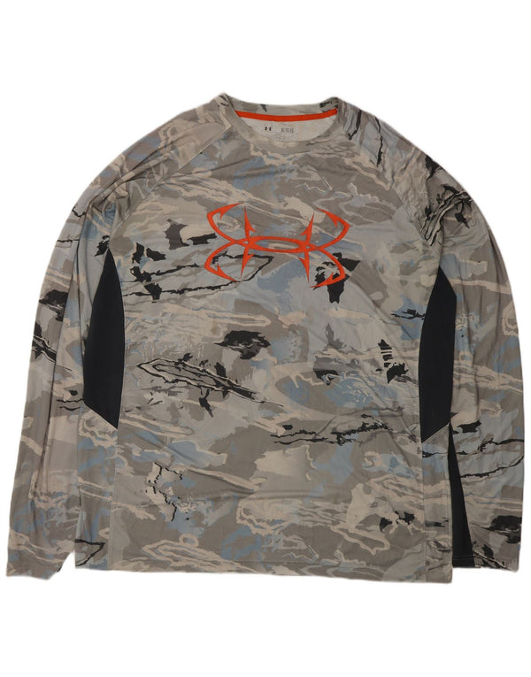 Under Armour Mens Heat Gear Graphic Top manica lunga XL grigio mimetico
