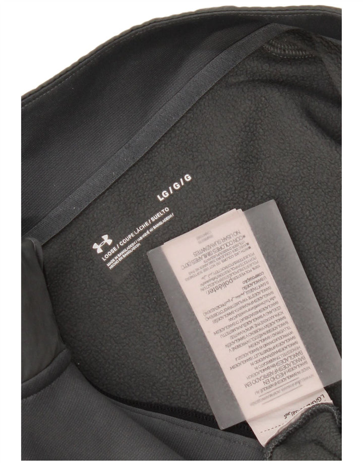 Felpa da uomo Under Armour con collo con zip, maglione grande, poliestere grigio