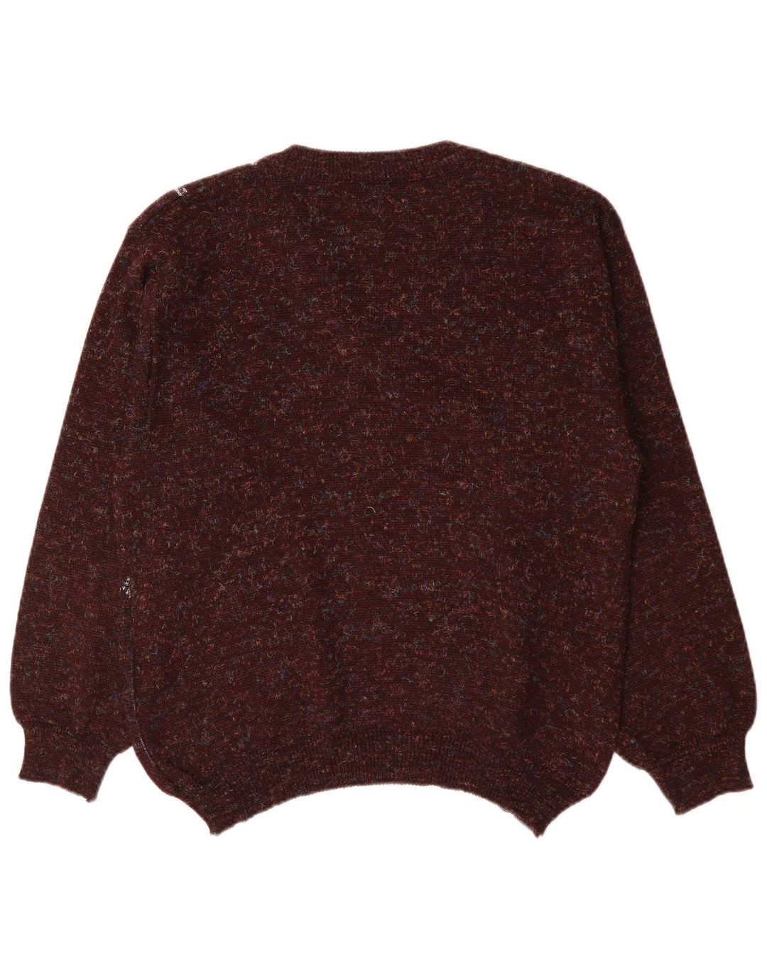Maglione vintage da uomo con scollo a V IT 48 Poliacrilico geometrico marrone medio