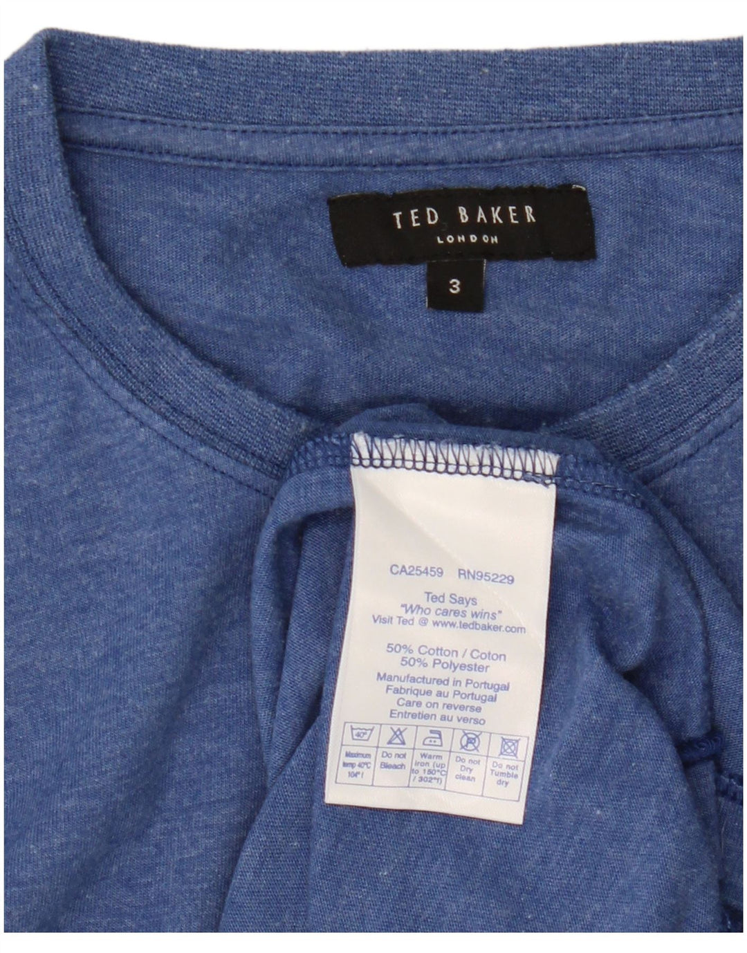 T-shirt da uomo Ted Baker taglia superiore 3 cotone blu medio