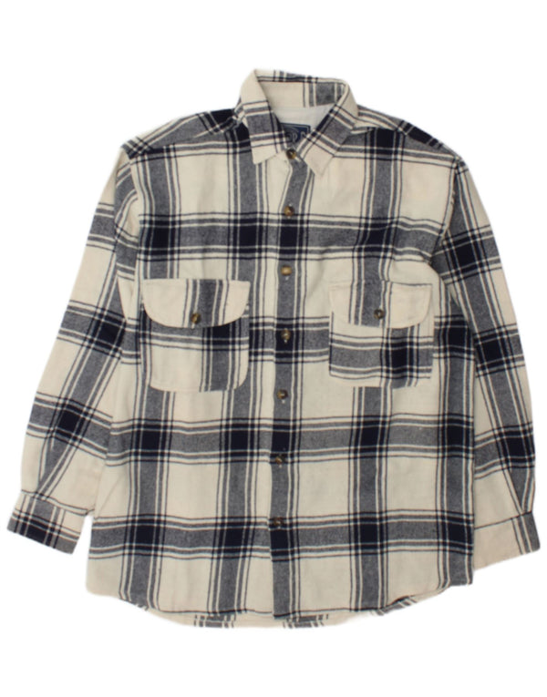 Junior.D Mens Flannel Shirt XL Off White Plaid