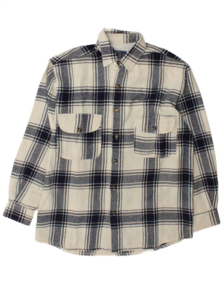 Camicia in flanella da uomo Junior.D XL scozzese bianco sporco