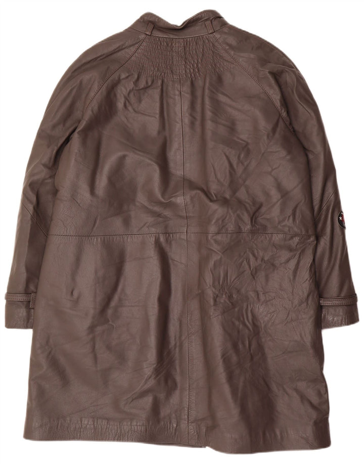 Cappotto in pelle vintage da donna IT 48 XL Grigio