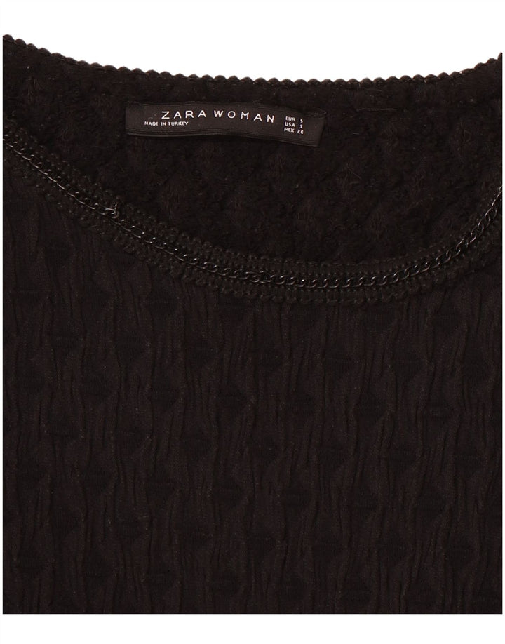 ZARA Womens Long Sleeve Blouse Top UK 8 Small Black