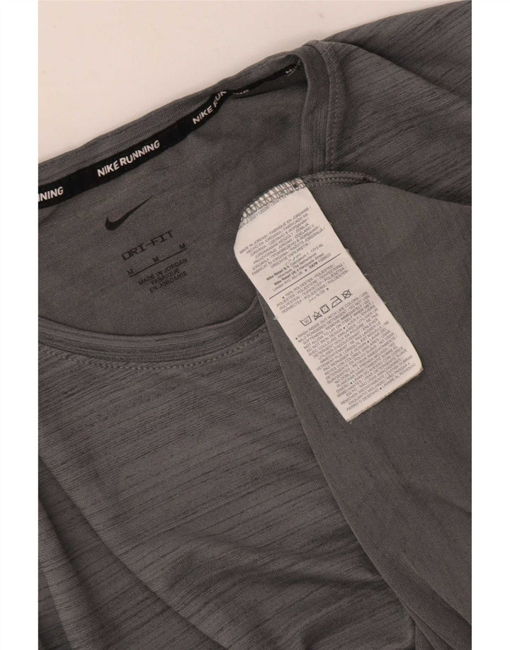 T-shirt da donna Nike Dri Fit Top UK 14 Poliestere a righe grigio medio