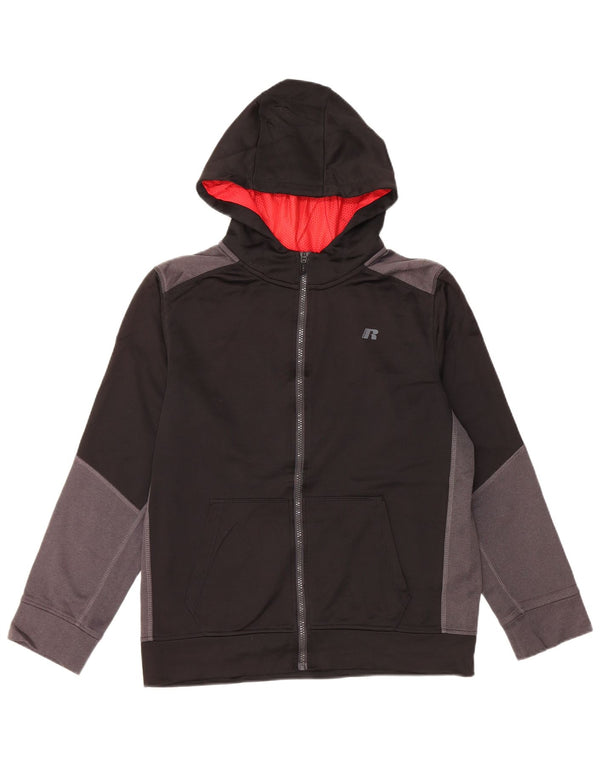 Maglione con cappuccio e zip per ragazzi RUSSELL ATHLETIC 15-16 anni 2XL Nero a blocchi di colore