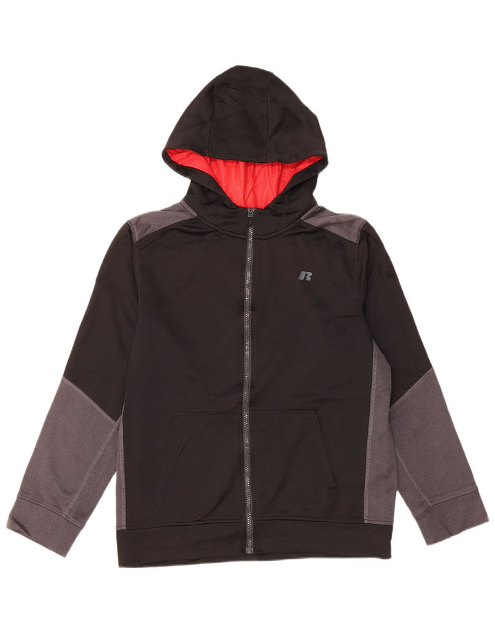 Maglione con cappuccio e zip per ragazzi RUSSELL ATHLETIC 15-16 anni 2XL Nero a blocchi di colore