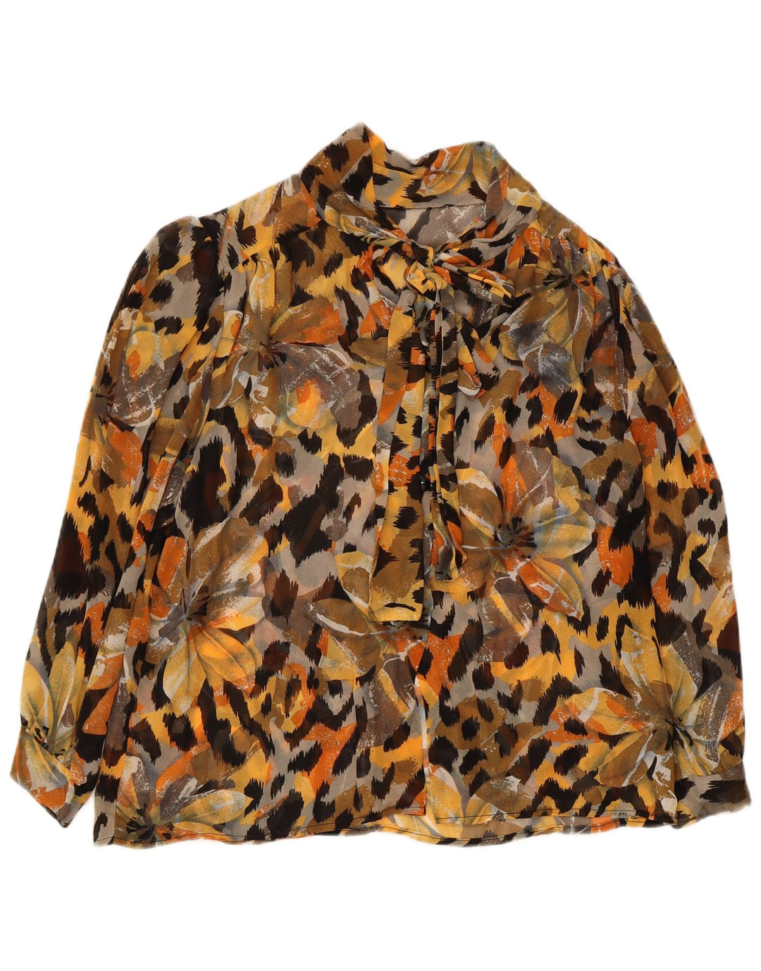 VINTAGE Womens See Through Shirt Blouse UK 16 Large Multicoloured