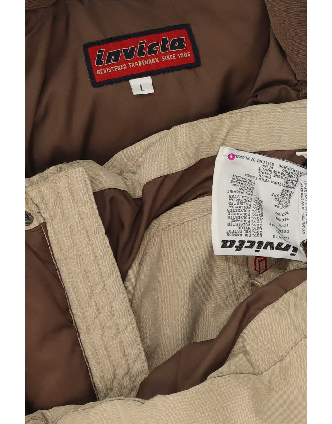 Giacca imbottita con cappuccio da uomo Invicta UK 40 Large Beige Poliammide