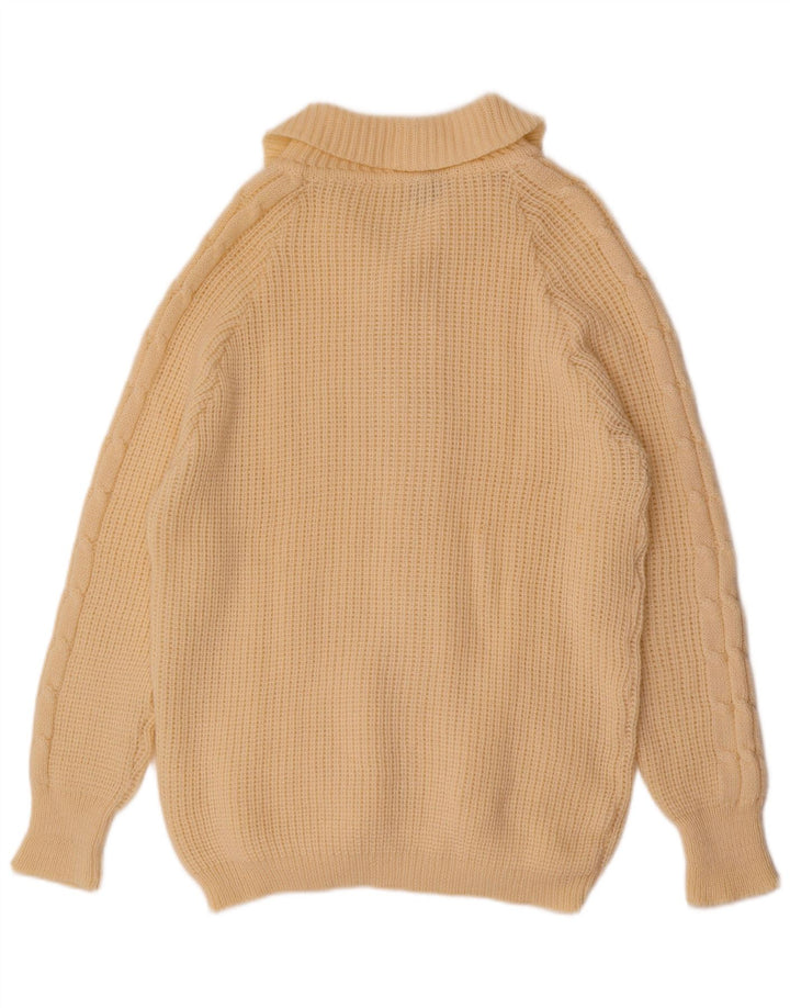 Maglione cardigan da uomo vintage grande bianco sporco