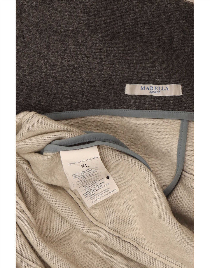 Giacca blazer in maglia doppio petto da donna Marella UK 18 XL lana grigia