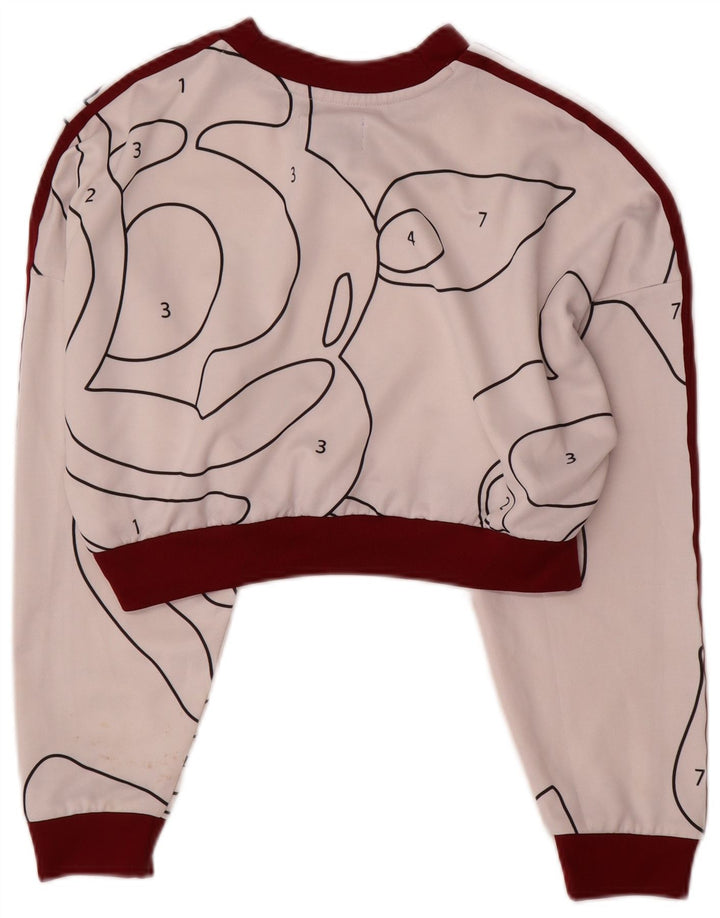 Felpa corta con grafica oversize da donna Adidas UK 8 piccola bianca