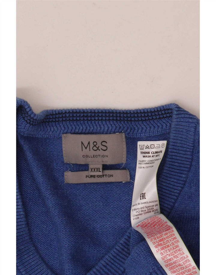 Maglione maglione con scollo a V da uomo Marks & Spencer 3XL cotone blu